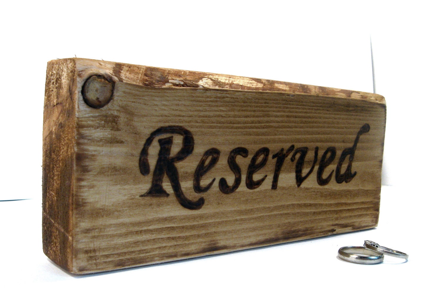 Rustic Wedding Decor. TWO sided wood burned Wedding sign for Reserved seating.