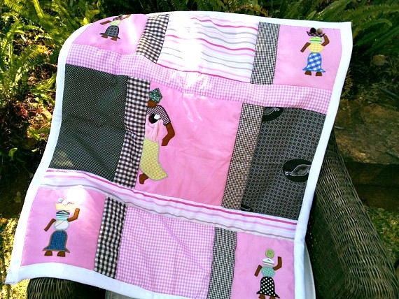 Handmade Quilt for Baby Bed or Wall Hanging, African Mama Design