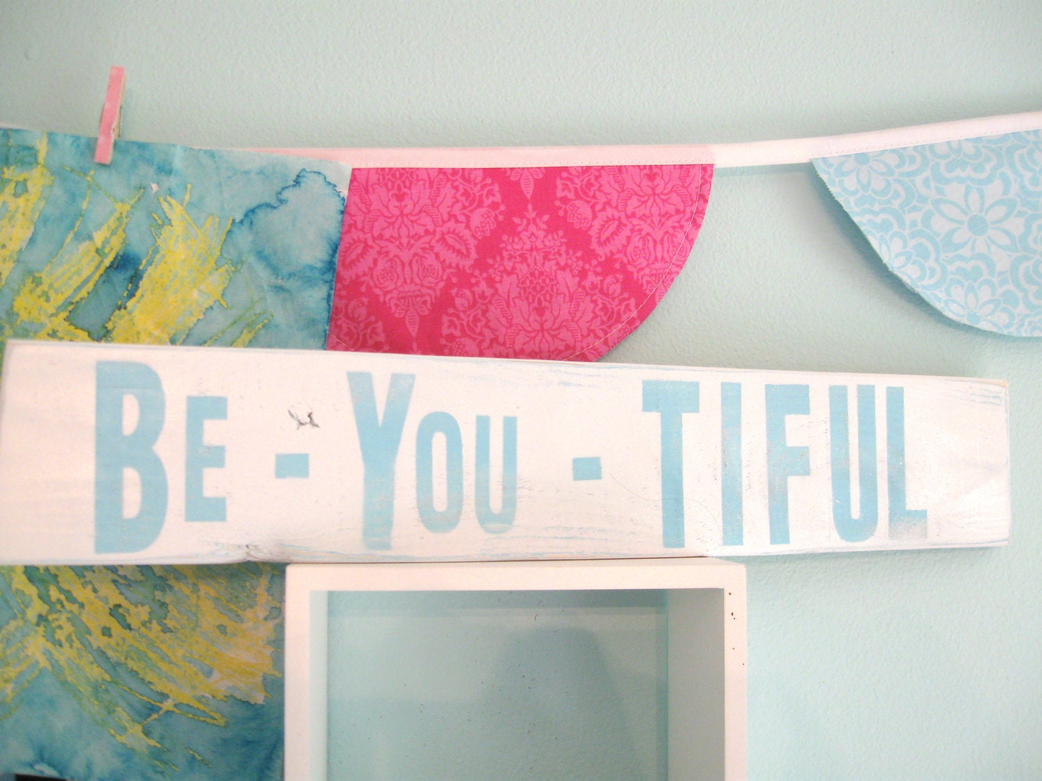 blue aqua white girls room decor SiGN... Be-You-tiful... by Wreckd on Etsy ... ready to ship