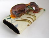 Bright Upcycled Floral Glasses and Sunglasses Case with Button Accent