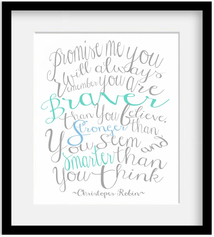 Always Remember Christopher Robin Winnie The Pooh Inspired. Boys. 11x14" Art print.