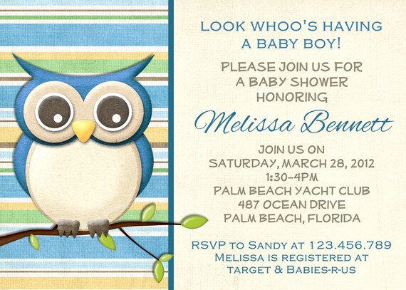 Shabby Owl Boy Baby Shower Invitation Printable Custom Invite Il_570xn