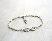 Infinity Vintage bracelet / anklet  Silver chain Tibetan victorian key. Ready to ship Infinity symbol. Choose color