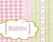 Gingham and Floral Pink & Green Personalized Placemat Il_170x135