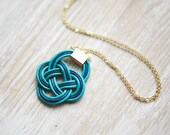 Knots leather cord pendant on gold plated chain  - Everyday jewelry by pardes israel