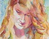 Commissioned Portrait Vignette of a Loved One. 9" x 12" Watercolor.
