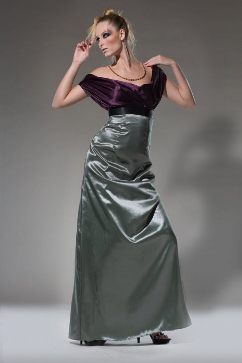 Elegant V neckline Bridesmaid Dress, Eggplant Bridesmaid dress, Mother of the Bride and Groom Gown, Made to order