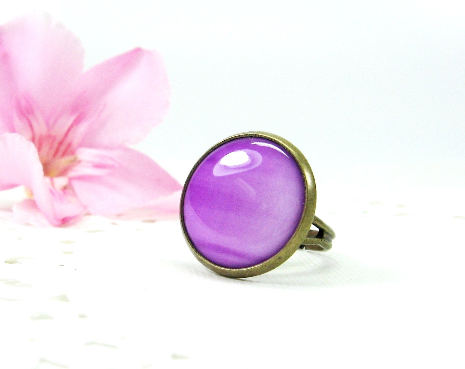 Pink Purple Ring, Adjustable, Ombre (0-1R) - Free shipping