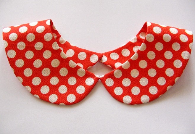 Red and White Polka Dot Handmade Detachable Peter Pan Collar Necklace / Must Have On Trend Summer Accessory / Col Claudine