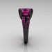 Modern Vintage 14K Black Gold 3.0 Carat Pink Sapphire Solitaire Ring R102-14KBGPS