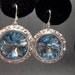 Aquamarine earrings -  Swarovski -  Rivoli - Crystal Earrings - March Birthday - gift -