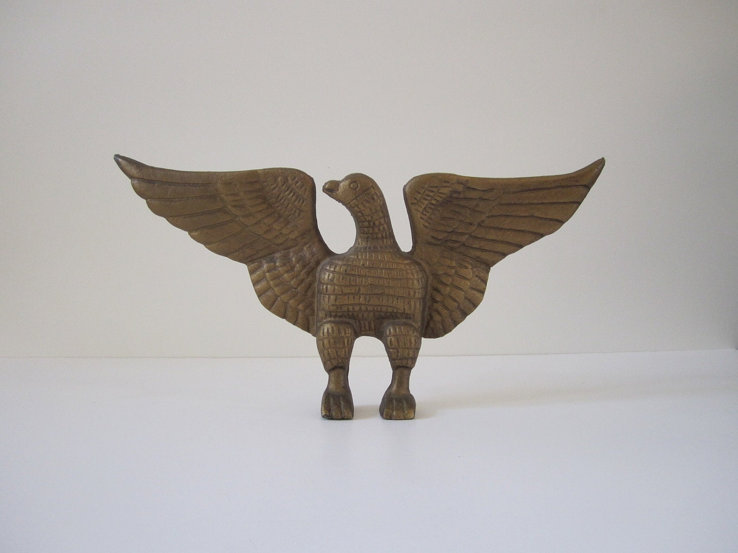 Vintage Modern Gold Painted Cast Iron Eagle Wall Hanging