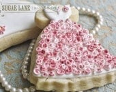 Summer Rose Wedding Dress / Gown Decorated Sugar Cookies - Wedding Favors