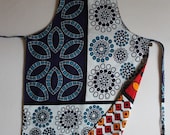 Reversible Child Apron, African Kanga - Circle Flowers and Ovals, Small Kids