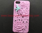 iphone 5 case cover, Vintage blue bird in Victoria peony , floral iphone case, pink flower hard case for iphone 5 case,  iphone 5 Hard Case