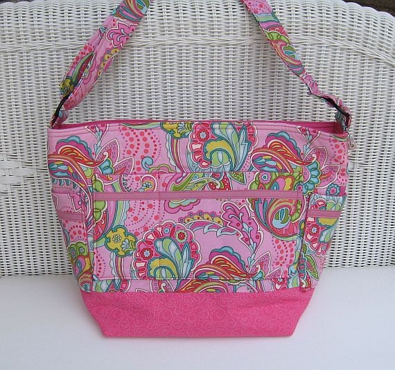 Pink Baby Girls Handmade Diaper Bag / Baby Girl Toddler Diaper Bag / Pink Large Tote