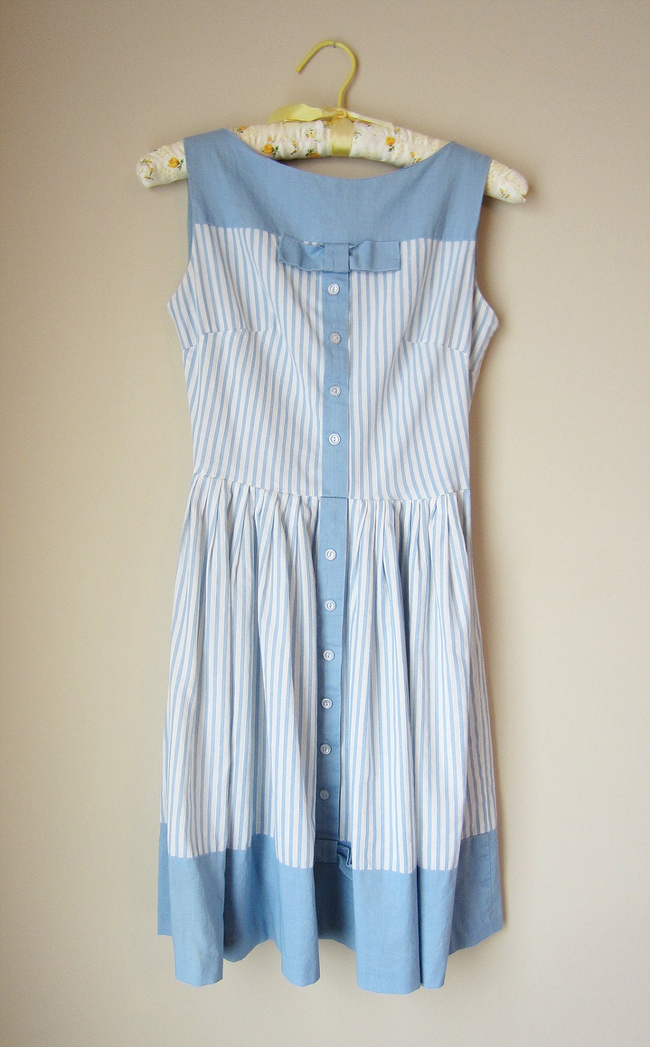 RESERVED 1940s/1950s Blue and White Bow Dress