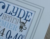 Monkey Birth Announcement Print Poster