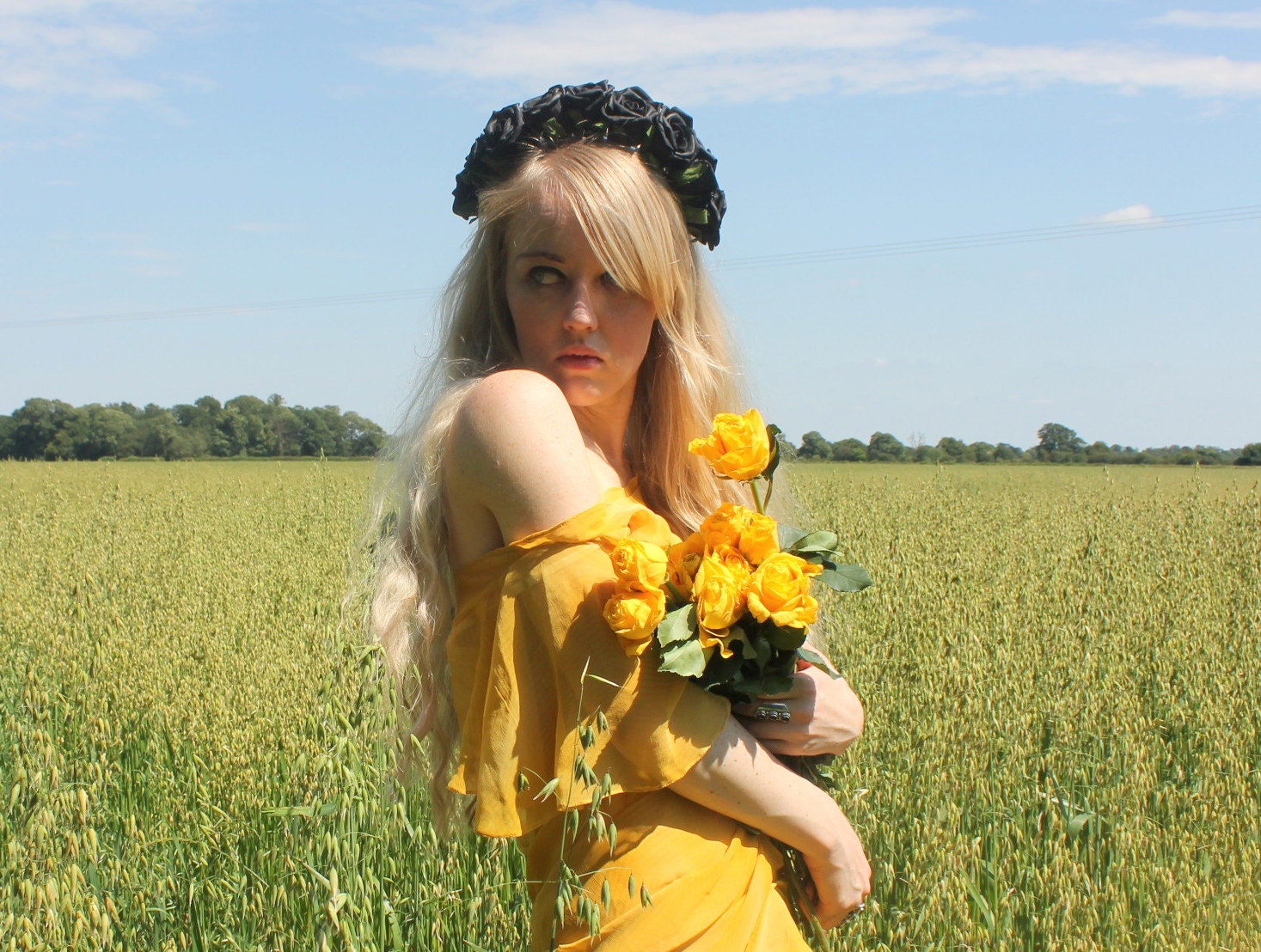 Black flower crown