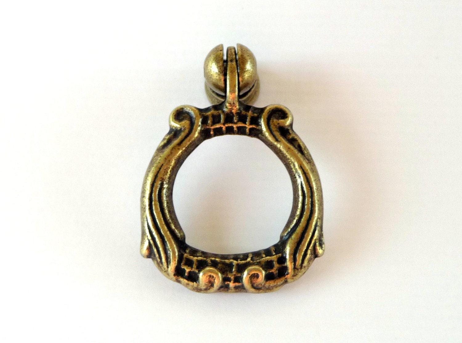 Reserved for Nisha and Alyssa - Set of 4 Antiqued Brass Ornate Knocker Style Drawer Pulls