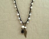 Crocheted Necklace Wrap Bracelet With Howlite Stones