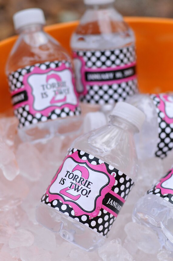 Kids Water Bottle Labels, 30 waterproof polka dot design Il_570xn