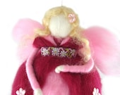 Pink Fairy Needle Felted Waldorf Fairy Ornament Fairytale Decoration Soft Sculpture Art Doll