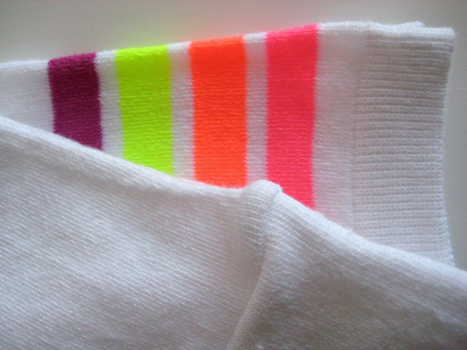 White with Purple, Pink, Yellow, and Orange Neon Stripes Baby/Toddler Leggings