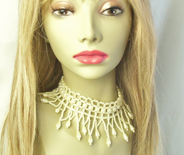 Vintage Faux Pearl Fringe Bead Victorian Style Costume Jewelry Choker NECKLACE on Etsy