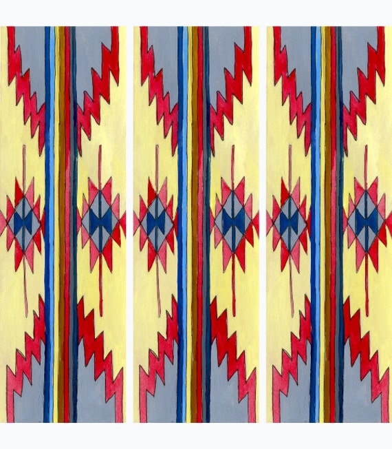 Southwestern Carpets Art Print: 8x10 textile design watercolor illustration