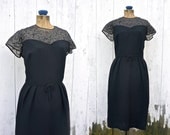 1950s dress / vintage 50s rayon dress / Sequined Sweetheart dress