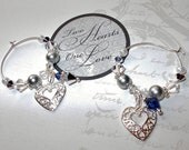 Custom Bride & Groom Wedding Sterling Silver Drink Charms 25th Anniversary Drink Charms Wedding Table Decor Set of 2