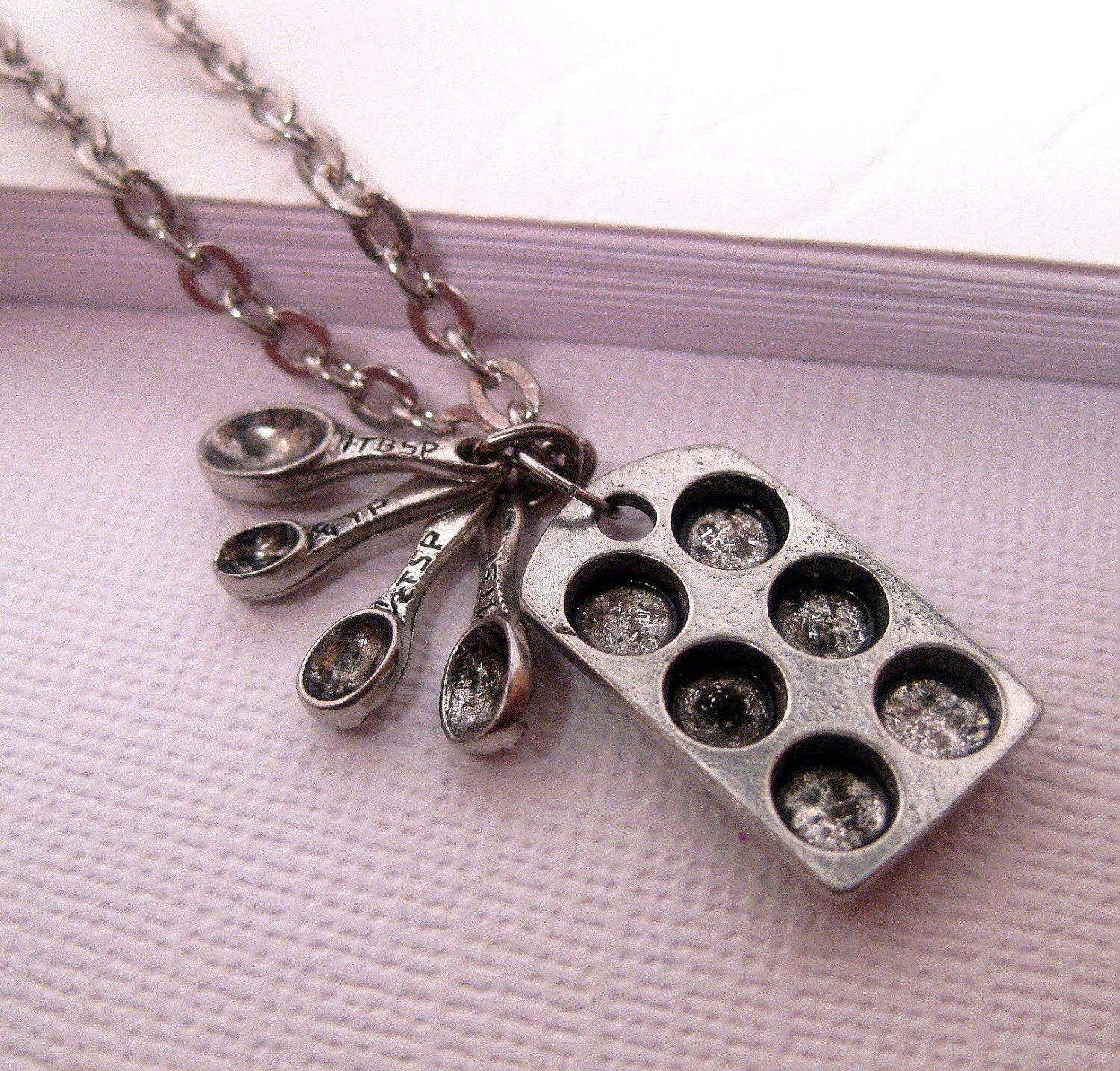 Muffin Pan Cupcake Necklace With Spoon Charm