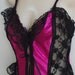 Vintage Teddi corset lingerie pink & black lace teddie M L