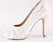 Handmade white flower rose shoes