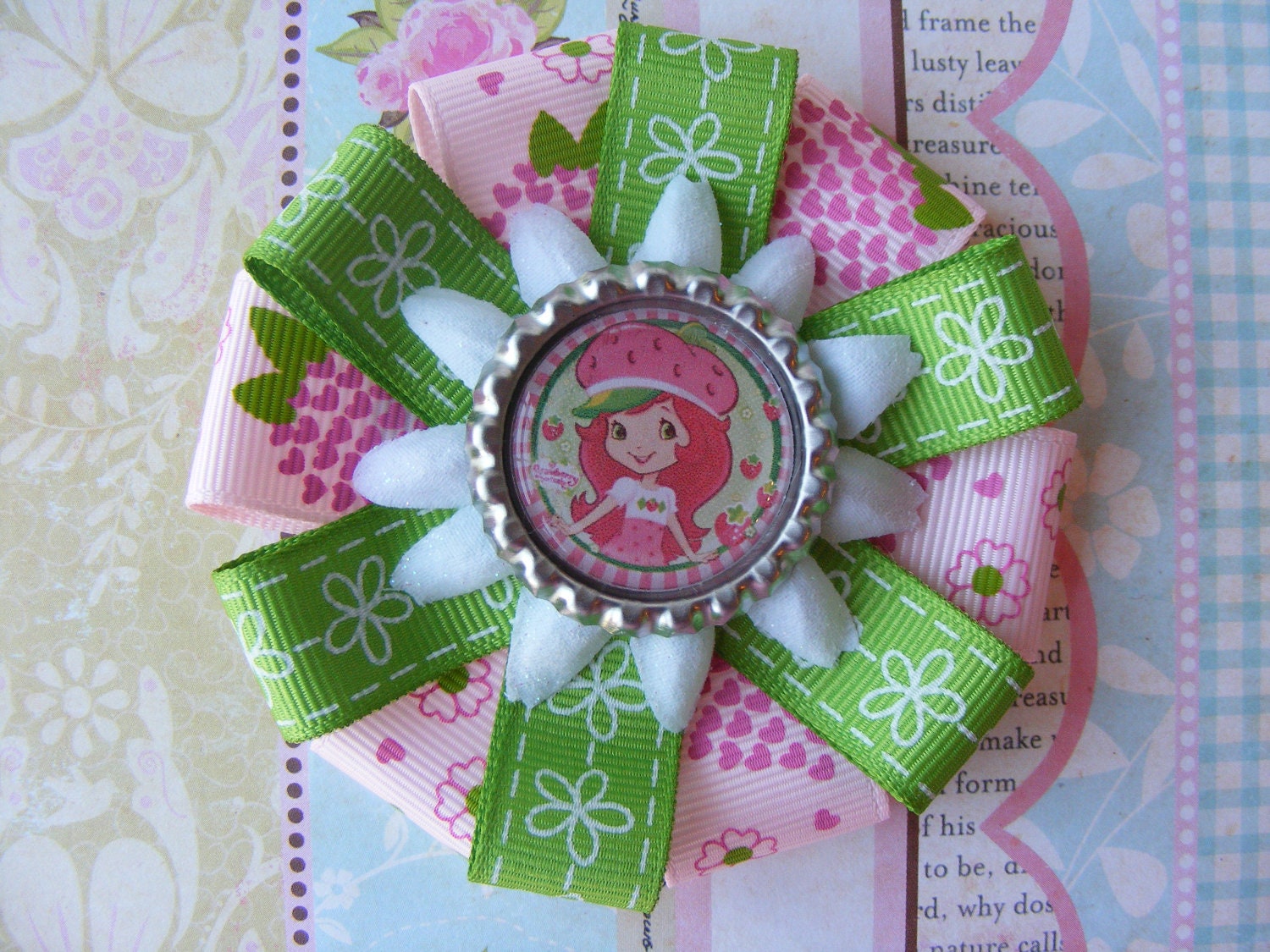 Strawberry Shortcake Bottlecap Hair Bow