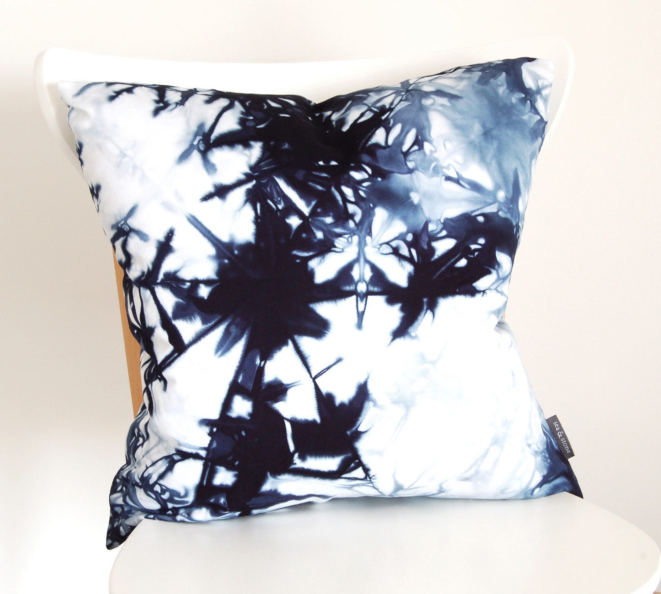 Navy Organic Cotton Shibori Pillow Cover - 18 x 18 inches - Marine