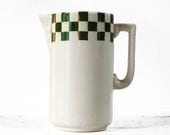 LARGE Wash Pitcher with GREEN checkered motiv - S tAMAND