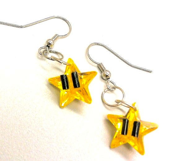 Crystal Mario Invincible Star Earrings