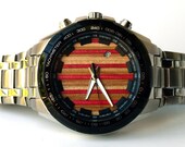 Pink Watch. Recycled Skateboards. Skate Art (042245)