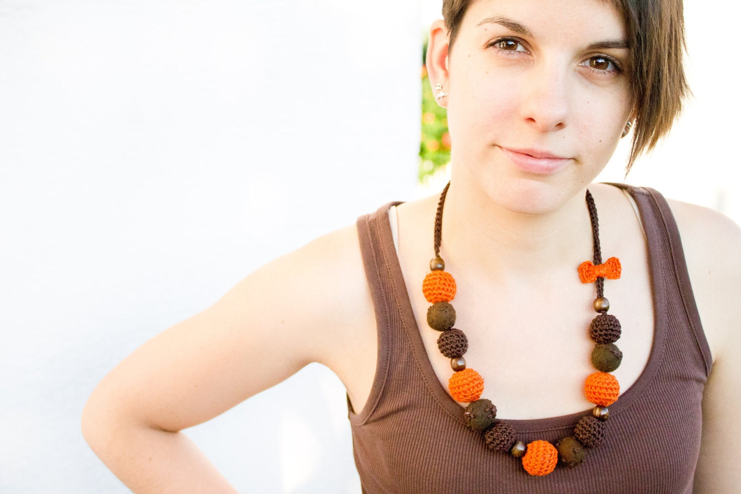 Orange Necklace - Orange Bead Necklace - Summer necklace