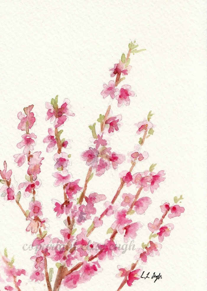 ORIGINAL Watercolor Spring Blossoms Painting, 5x7