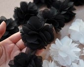 2 yards Lace Trim High Quality Black Chiffon Flower Lace Trim DIY Handmade Accessory  A0938
