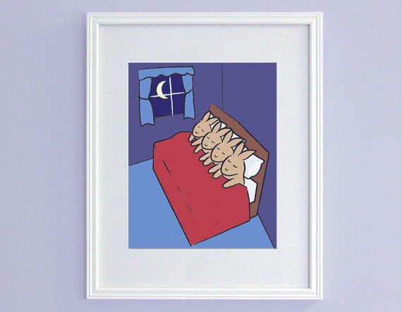 Children's Wall Art - Cute Bunny Rabbit Nursery Art - 8x10