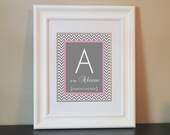 Chevron Baby Nursery Name Art Girl (Gray & Pink)- 8x10 Personalized Digital Print- Printable