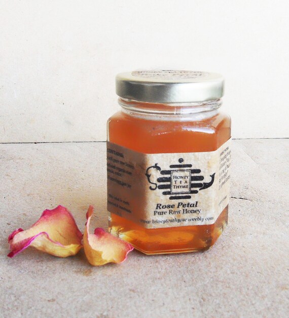Pure Raw Honey Tea Organic ROSE PETAL flavored 5 oz, wedding favor