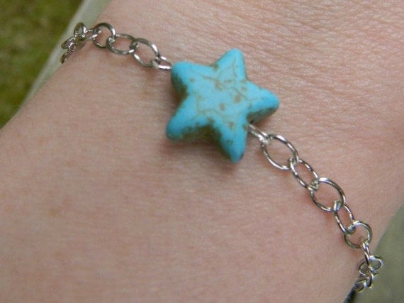 Side Turquoise Star Dainty Bracelet On Sale