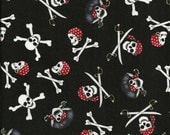 Retro Pirate Skull Crossbones Swords Polka dot Custom Lined Window Valances Curtains one pair of 42"x 13