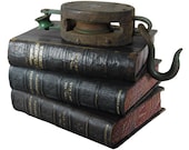 Oversized Antique 1880's Leather Bound Books, Excellent Patina, Large Collection