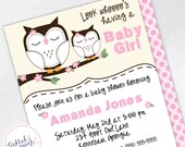 Owl Baby Shower Invitation for Girl - pink and yellow - Custom Baby Shower Invite Il_170x135